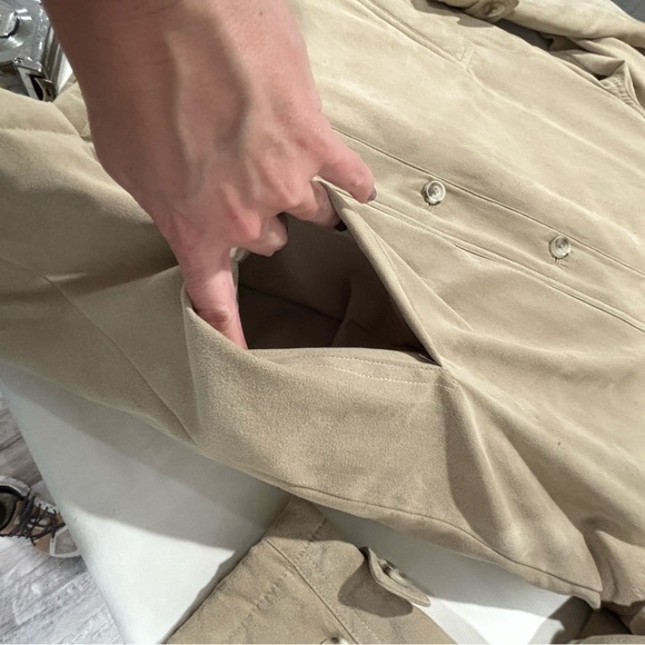 Cutter & Buck Men’s light tan faux suede Jacket Coat zip and button size large - Picture 4 of 13